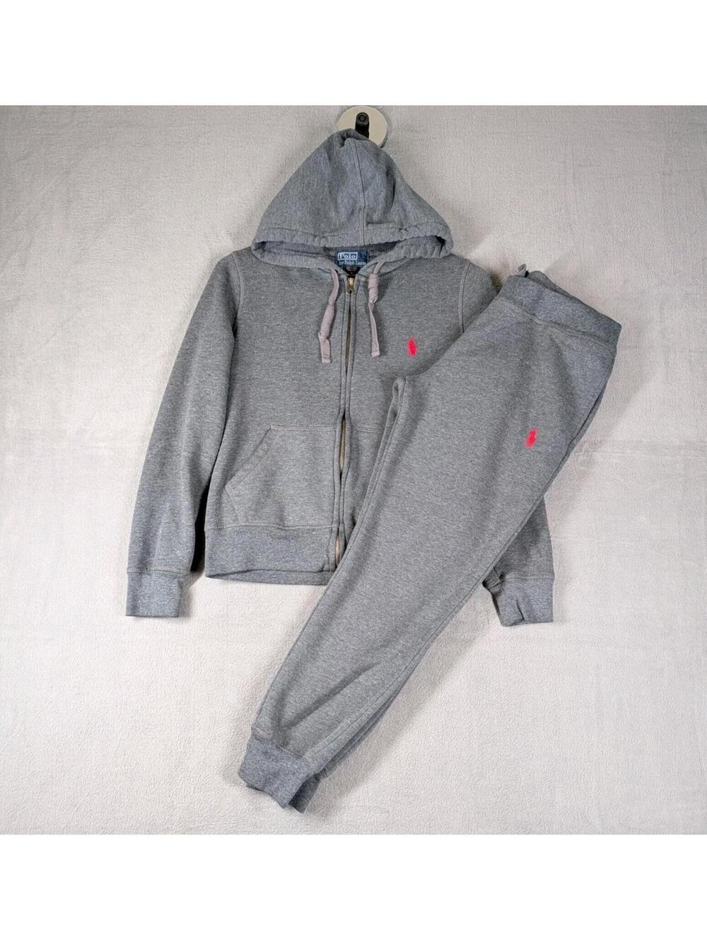 Polo Ralph Lauren Mens Small Gray Sweatsuit Hoodie Joggers Pony Logo Lounge Set